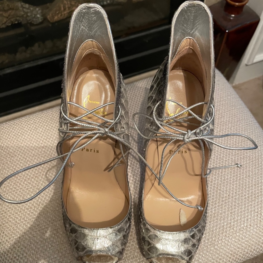 Christian Louboutin Python Leather Mega Vamp Lace… - image 2